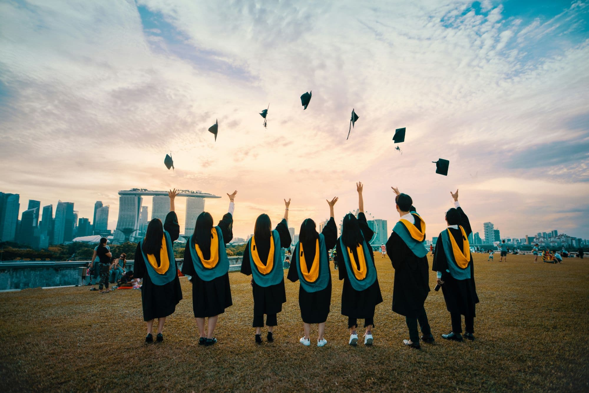 Students at graduation ceremony